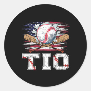 Baseball T-ball Tio American Flag Proud Ball Tio  Classic Round Sticker