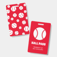 baseball Teacher Hall Pass school colours