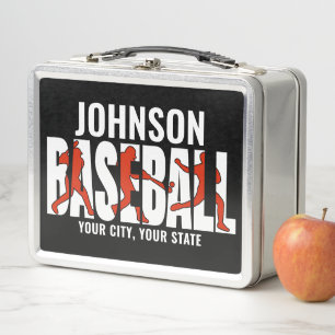Baseball Team ADD NAME Champion Game Player Metal Lunch Box