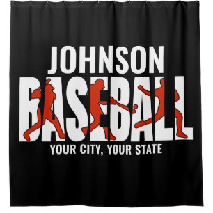 Baseball Team ADD NAME Champion Game Player Shower Curtain