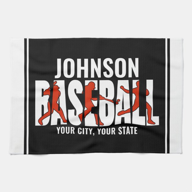 Baseball Team ADD NAME Champion Game Player Tea Towel (Horizontal)