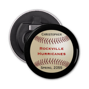 Baseball Team, Blue, Name, magnetic button Bottle Opener