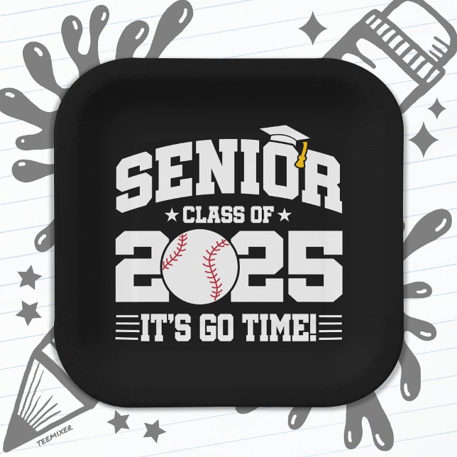 Baseball Team Class of 2025 Graduation Senior 2025 Paper Plate (Creator Uploaded)