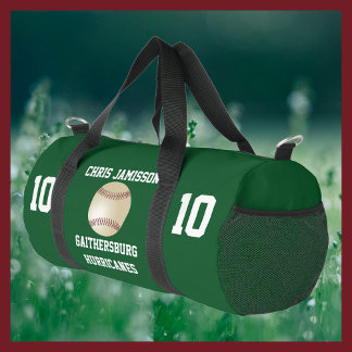 Baseball Team, Coach or Player Green Personalised Duffle Bag