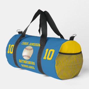 Baseball Team Coach Player Blue Yellow Personalize Duffle Bag