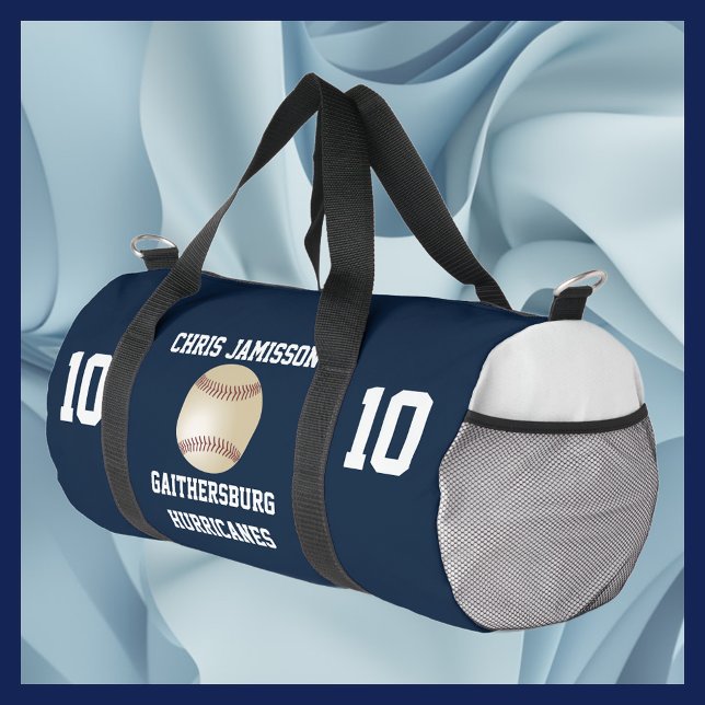 Baseball Team, Coach Player Navy Blue Personalised Duffle Bag (Creator Uploaded)