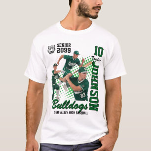 Baseball Team Custom Photo Senior Night Green T-Shirt