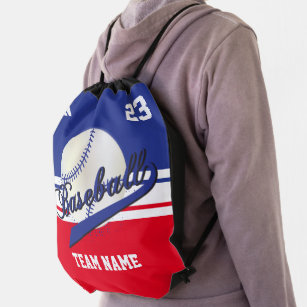 Baseball Team   Dark Blue, White, Red   DIY Text Drawstring Bag