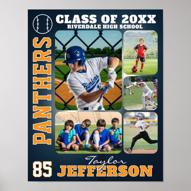 Baseball Team High School Sports Picture Collage Poster (Front)