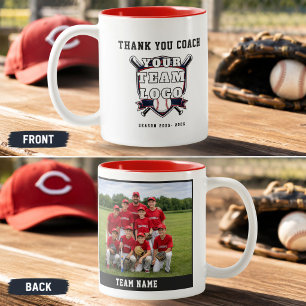 Baseball Team Photo Logo Thank you Coach Two-Tone Coffee Mug
