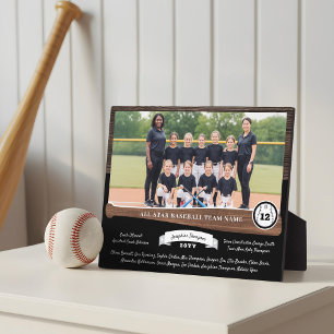 Baseball Team Photo Roster Player Number & Name Plaque