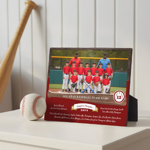 Baseball Team Photo Roster Player Number & Name Plaque