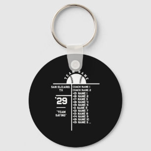 Baseball Team Roster Custom Player Names Coach T S Key Ring