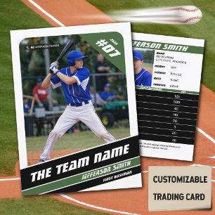 Baseball Team Trading Card Gift Green White