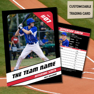 Baseball Team Trading Card Sport Gift Red