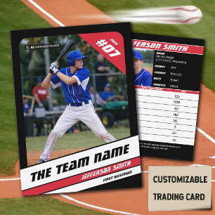 Baseball Team Trading Card Sport Gift Red
