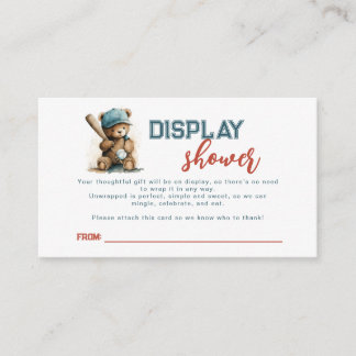Baseball Teddy Bear Boy Unwaped Gift Baby Shower Enclosure Card