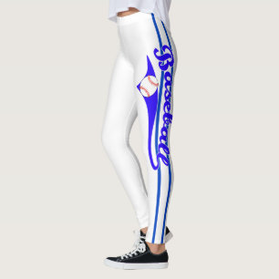 Baseball Text With Stripe And Ball Print Leggings