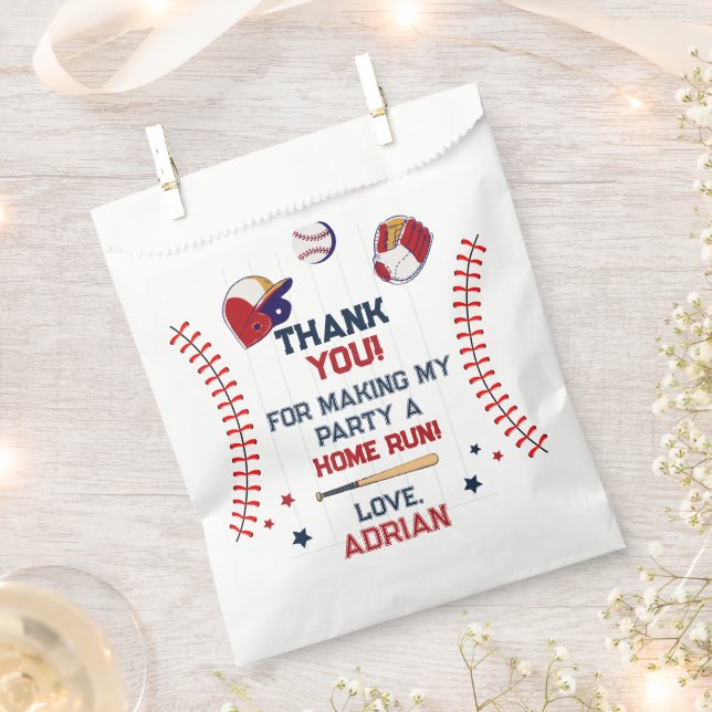 Baseball thank you Birthday Favour Bag (Clipped)