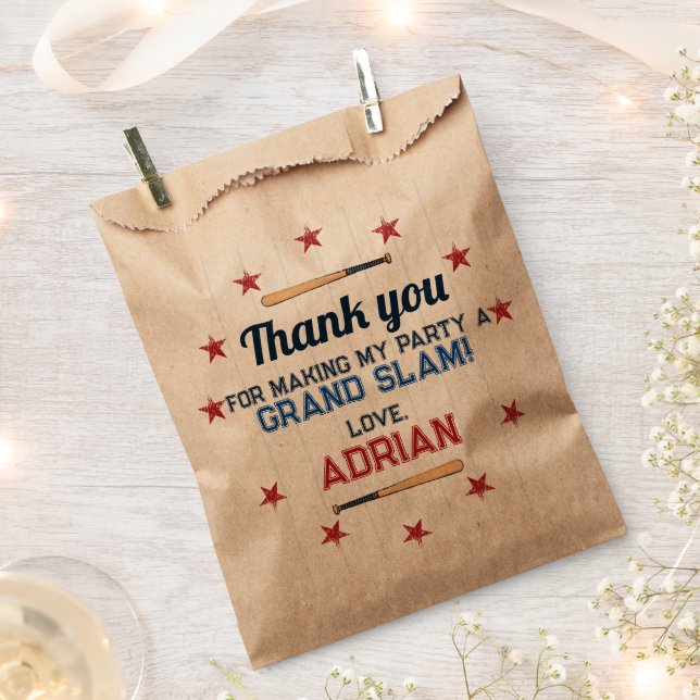 Baseball thank you Birthday Favour Bag (Clipped)