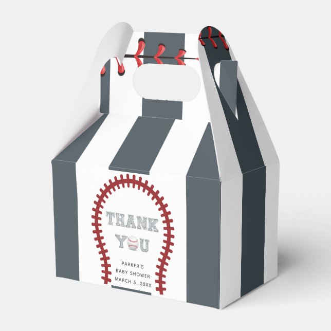 Baseball Thank you personalised Baby Shower Favour Box (Front Side)