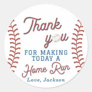Baseball Thank You Stickers   First Birthday Party