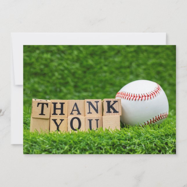 Baseball thank you with baseball on green grass (Front)