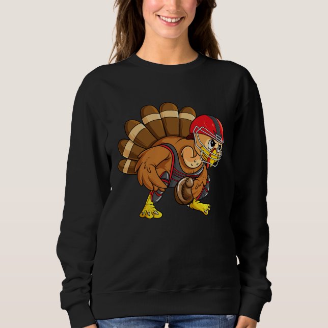 Baseball Thanksgiving Turkey Catcher Softball Play Sweatshirt (Front)