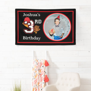 Baseball Theme 3nd Birthday Photo Bat Ball Mitt Banner