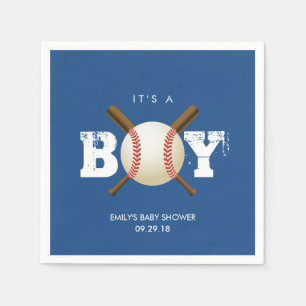 Baseball Theme Baby Boy Navy Blue Baby Shower Napkin