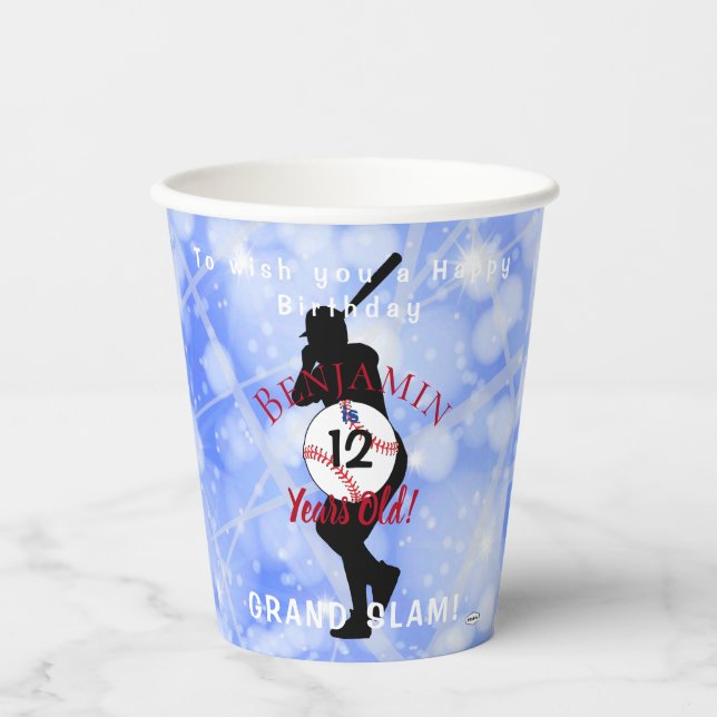 Baseball Theme Birthday Paper Cups HAMbyWG (Front)