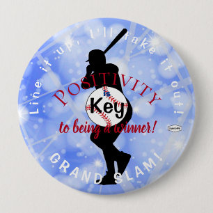 Baseball Theme Button Light Blue HAMbyWG