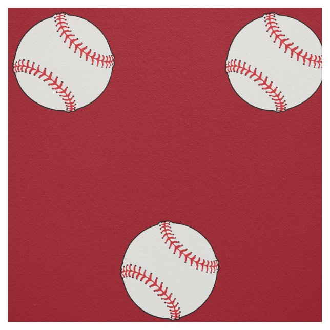 Baseball Theme Fabric Red BG HAMbyWG (Swatch)