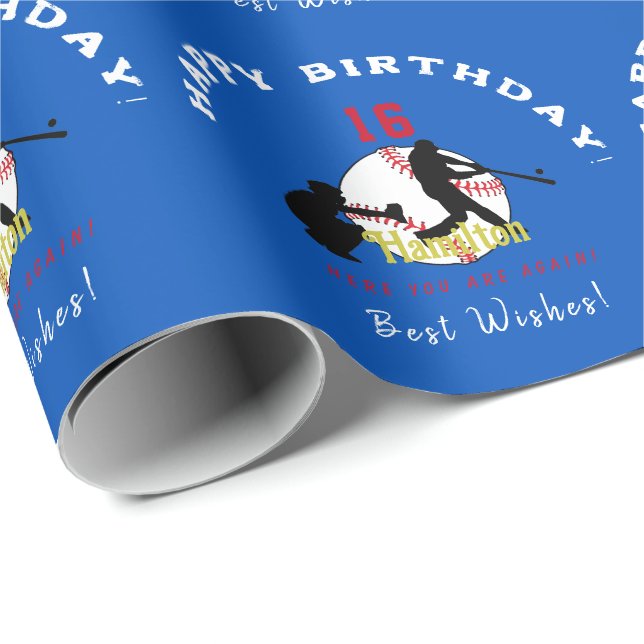 Baseball Theme Gift Wrap HAMbyWG (Roll Corner)