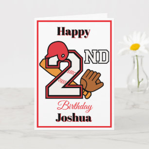 Baseball theme Happy 2nd Sport Birthday Greeting Card