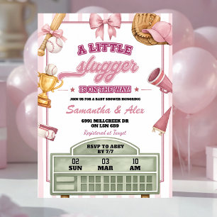 Baseball Theme Little Slugger Baby Shower Invitation