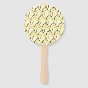 Baseball Theme Pale Yellow  Hand Fan