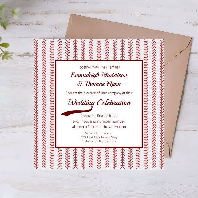 Baseball Theme Sport Square Wedding Invitation (Creator Uploaded)