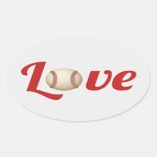 Baseball Theme Sports Love Wedding Favour Oval Sticker