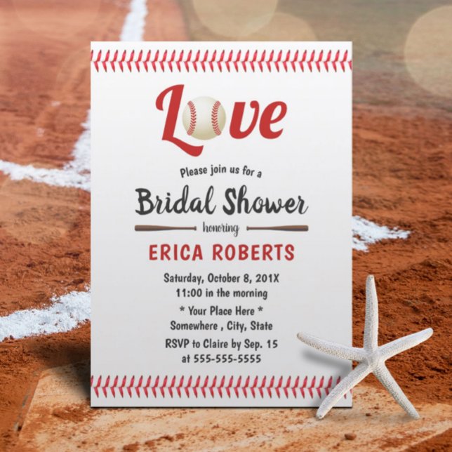 Baseball Theme Sports Wedding Bridal Shower Invitation (Creator Uploaded)