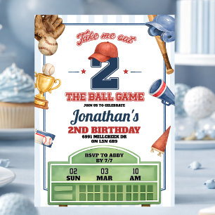Baseball Theme Take Me Out Two The Ball Game Invitation