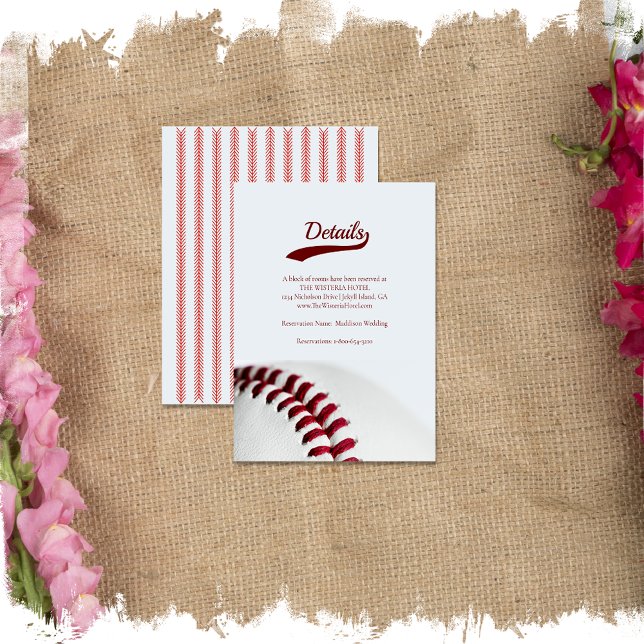 Baseball Theme Typography Wedding Details Enclosure Card (Creator Uploaded)