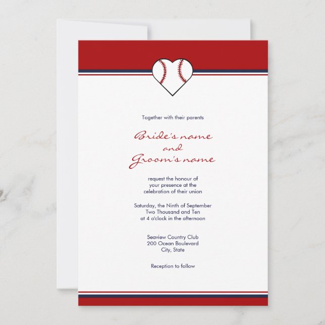 Baseball Theme Wedding Invitations (Front)