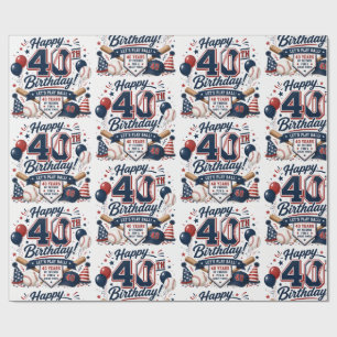 Baseball-themed 40th birthday Wrapping Paper
