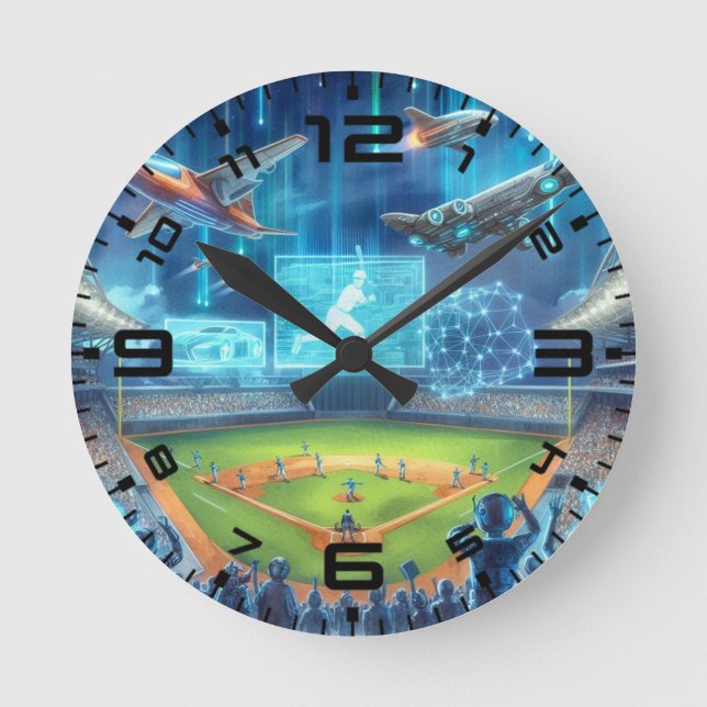 Baseball Themed 8 Inch Acrylic Wall Clock (Front)