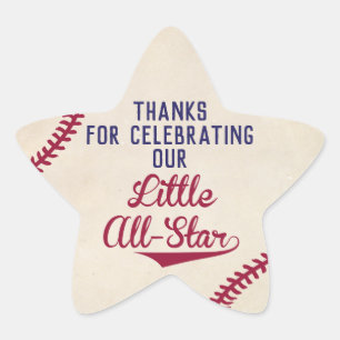 Baseball Themed Baby Shower Star Stickers