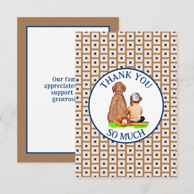 Baseball Themed Baby Shower  Thank You Card (Front/Back)
