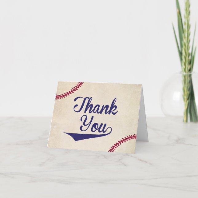 Baseball Themed Baby Shower Thank You Card Folded (Front)
