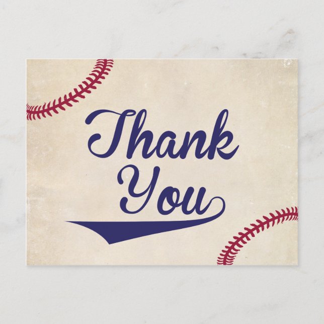 Baseball Themed Baby Shower Thank You Postcards (Front)