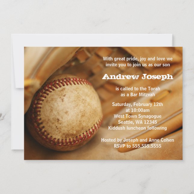 Baseball Themed Bar Mitzvah Invitations (Front)